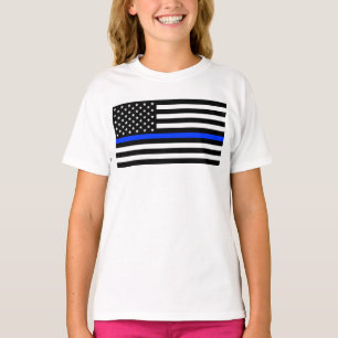 Camiseta Sinalizador da Polícia de Linha Azul-Fino