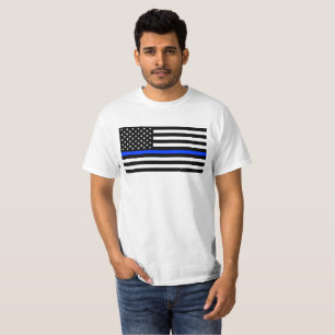 Camiseta Sinalizador da Polícia de Linha Azul-Fino
