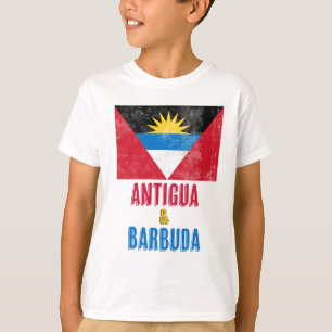 Camiseta Sinalizador de Antígua e Barbuda Grunge/ Olhar "Ve
