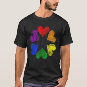 Camiseta Sinalizador de Bgbt Coração Círculo Arco-Íris De C
