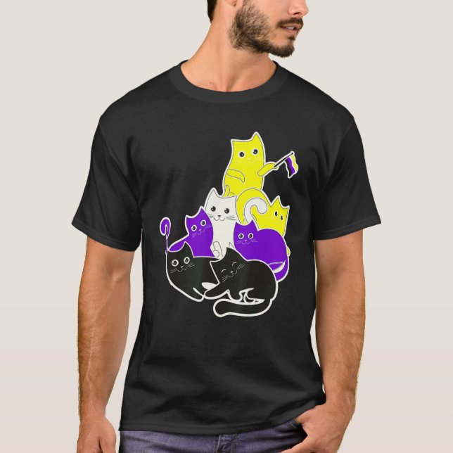 Camiseta Sinalizador de Cat Não Binário Anrogíndio Ge Ident (Frente)