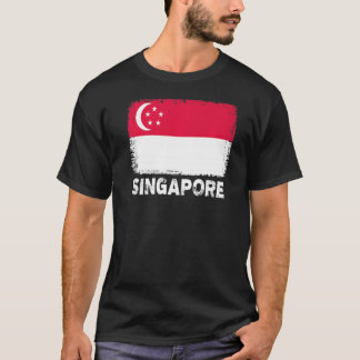 Camiseta Sinalizador de Cingapura Suporte a Pessoas Singapu