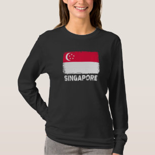 Camiseta Sinalizador de Cingapura Suporte a Pessoas Singapu