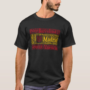 Camiseta Sinalizador de Espanha com Arte de Palavra de Nome