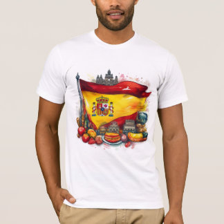 Camiseta Sinalizador de espanha com Design de cozinha tradi