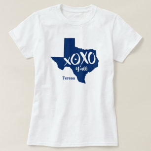 Camiseta Sinalizador de Estado Azul XOXO, Y'all - Forma de