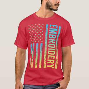 Camiseta Sinalizador de gradiente 02 Bordado Embroider