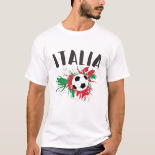 Camiseta Sinalizador de Grunge da Bola de Futebol da Itália