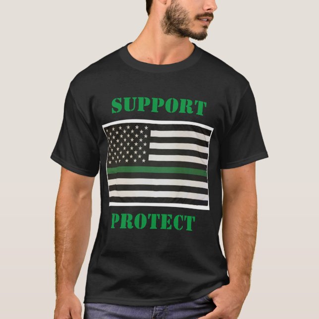 Camiseta Sinalizador de Linha Verde de Polícia Federal de S (Frente)