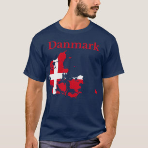 Camiseta Sinalizador de Mapa da Dinamarca