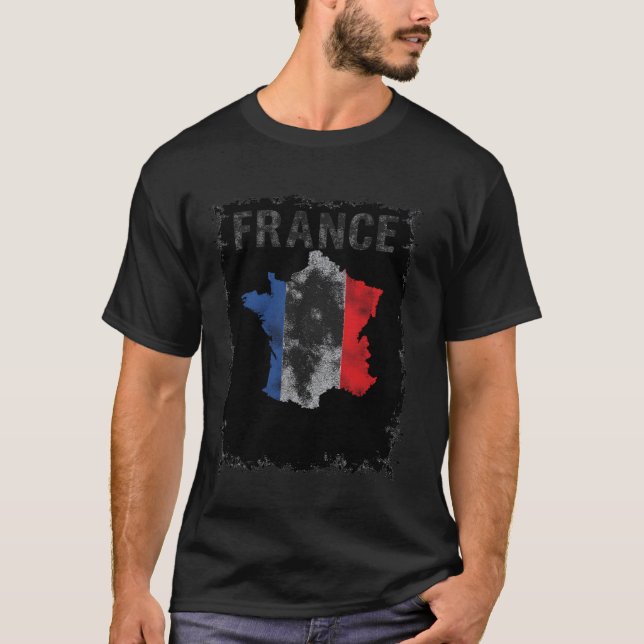 Camiseta Sinalizador de Mapa da França (Frente)