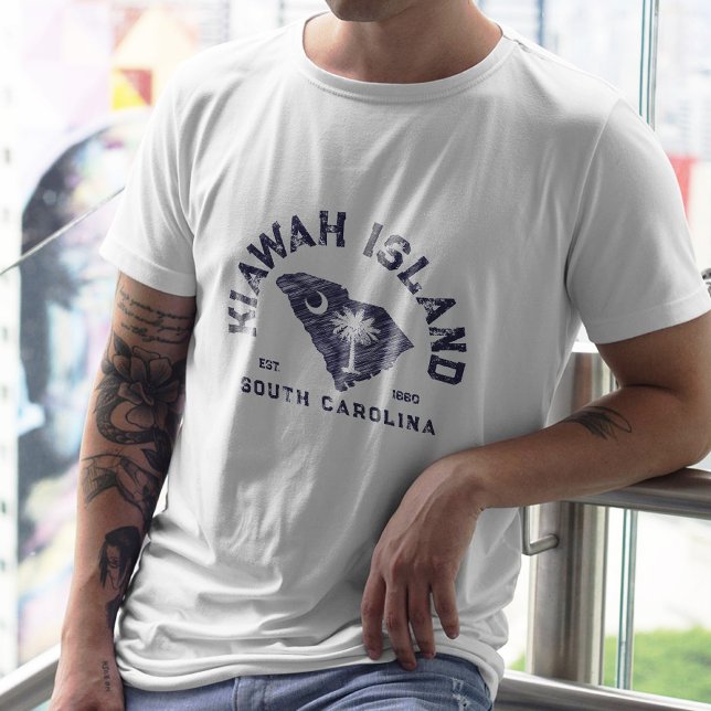 Camiseta Sinalizador de Mapa de Marinho da Ilha de Kiawah C (Criador carregado)