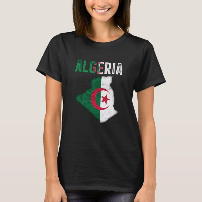 Camiseta Sinalizador de Mapa de Países da Argélia (Frente)