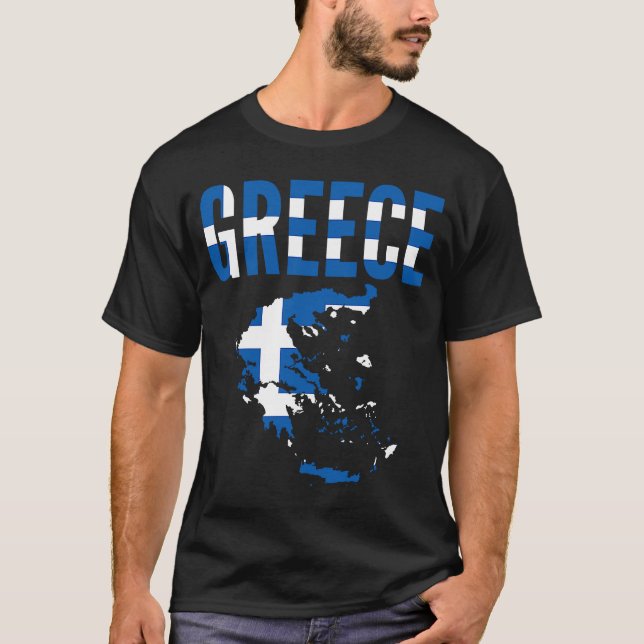 Camiseta Sinalizador de Mapa de Países da Grécia Grega (Frente)