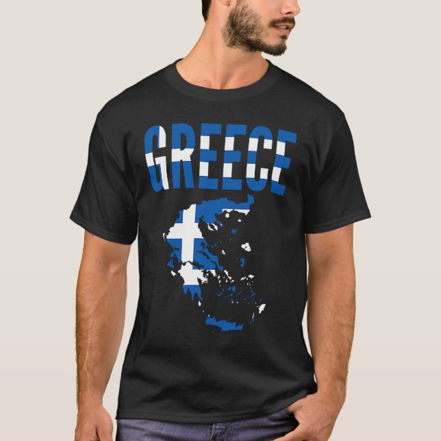 Camiseta Sinalizador de Mapa de Países da Grécia Grega (Frente)