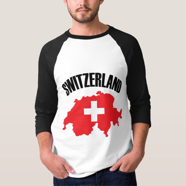 Camiseta Sinalizador de Mapa de suiça (Frente)