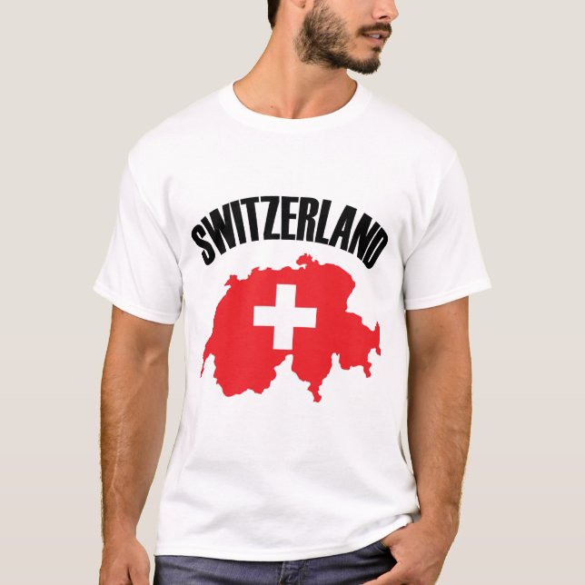 Camiseta Sinalizador de Mapa de suiça (Frente)