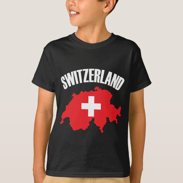 Camiseta Sinalizador de Mapa de suiça (Frente)