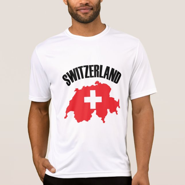 Camiseta Sinalizador de Mapa de suiça (Frente)