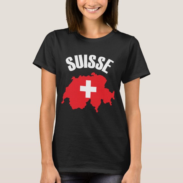 Camiseta Sinalizador de Mapa de Suiça do Suisse (Frente)