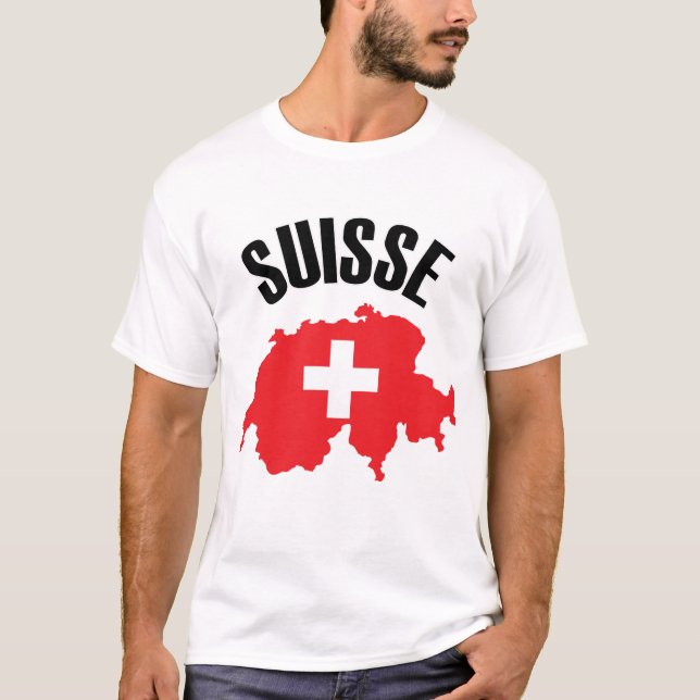 Camiseta Sinalizador de Mapa de Suiça do Suisse (Frente)
