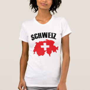 Camiseta Sinalizador de Mapa de Suiça Schweiz