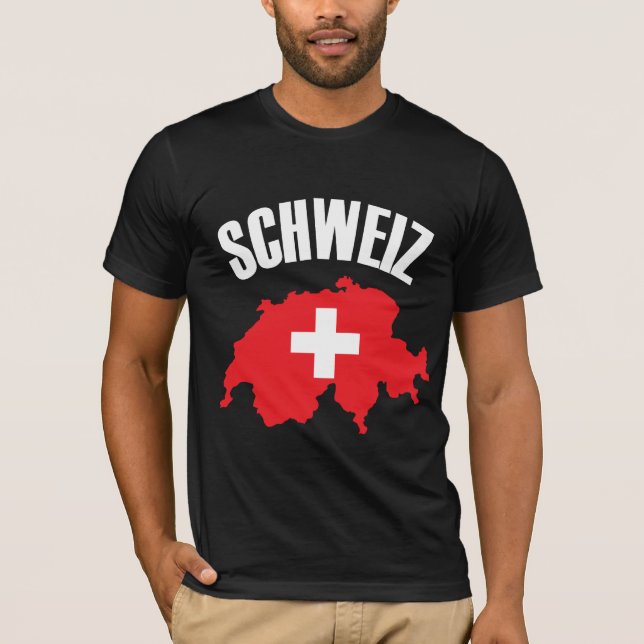 Camiseta Sinalizador de Mapa de Suiça Schweiz (Frente)