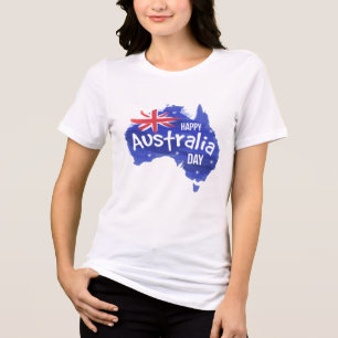 Camiseta Sinalizador de Mapa do Dia da Austrália Feliz Fe