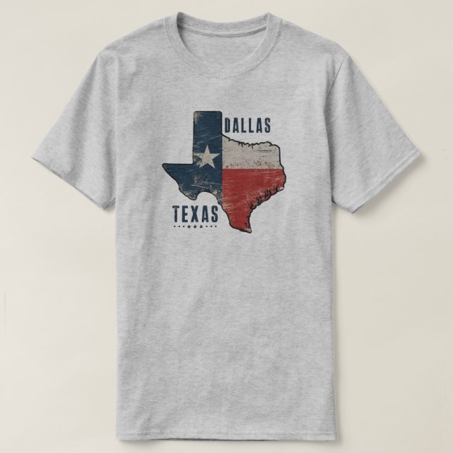 Camiseta Sinalizador de Mapa Estatal de Dallas Texas (Frente do Design)