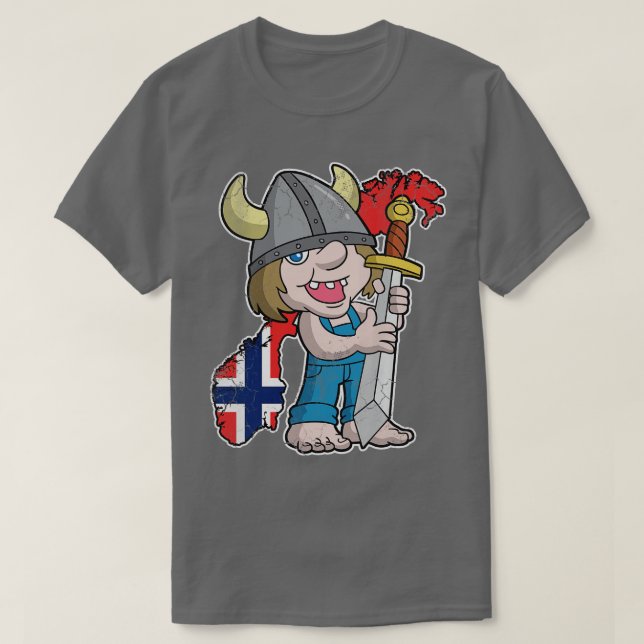 Camiseta Sinalizador de Mapa Norueguês do Troll da Noruega (Frente do Design)