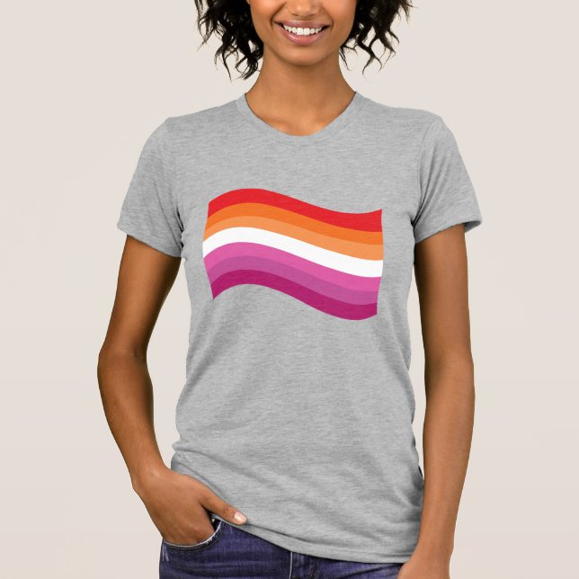 Camiseta Sinalizador de onda do orgulho sunset lésbico (Frente)