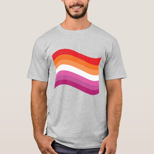 Camiseta Sinalizador de onda do orgulho sunset lésbico (Frente)