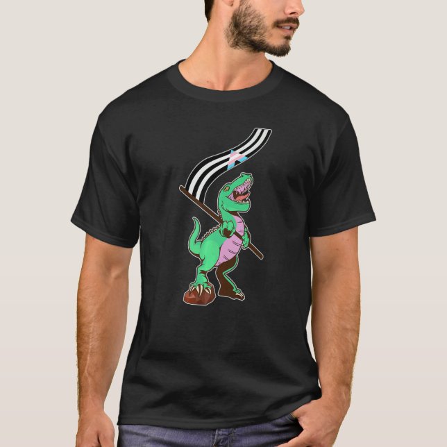 Camiseta Sinalizador de Orgulho Ally Trans Lgbtqia+ Dinosau (Frente)