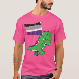 Camiseta Sinalizador de Orgulho Asexual T-Rex Funny Dino-Sa