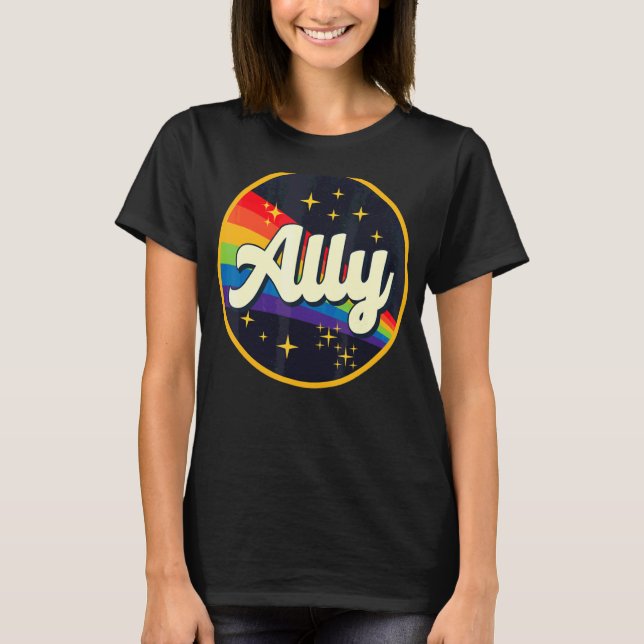 Camiseta Sinalizador de Orgulho gay do Retro Ally Lgbtq 70s (Frente)