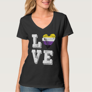 Camiseta Sinalizador de Orgulho Não Binário Amor Sinalizado