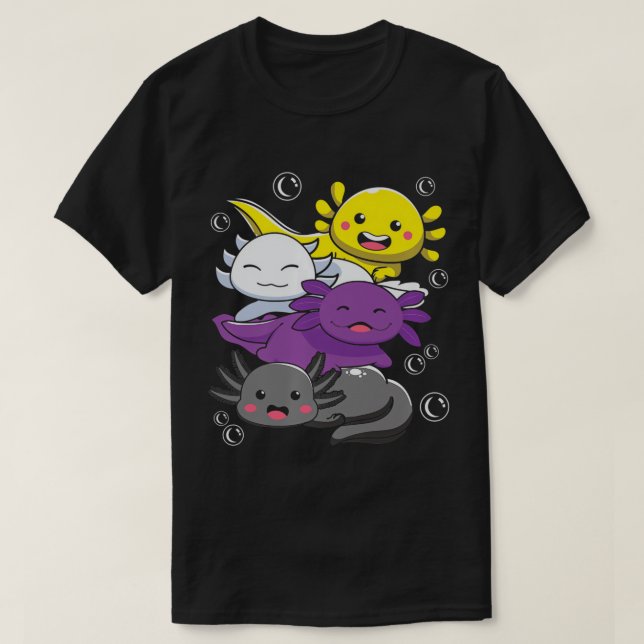 Camiseta Sinalizador de Orgulho Não Binário Axolotl LGBTQ N (Frente do Design)