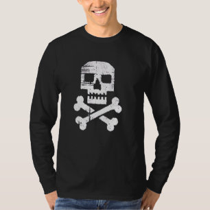 Camiseta Sinalizador de Pirata Retroativa de 8 Bits Caveira
