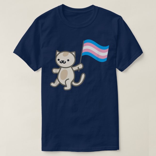 Camiseta Sinalizador de Transgênero do Orgulho Cat  (Frente do Design)