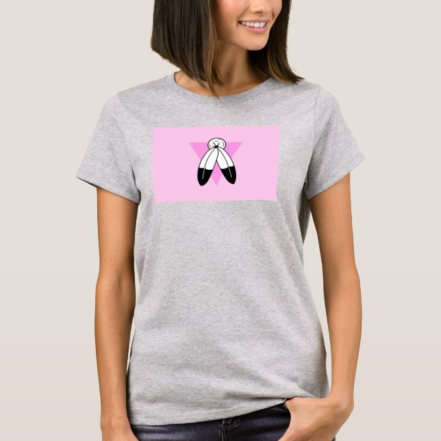 Camiseta Sinalizador de Triângulo Rosa com Duas Espessuras (Frente)