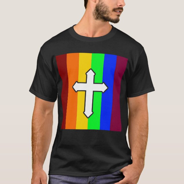 Camiseta Sinalizador do arco-íris - Cruz (Frente)
