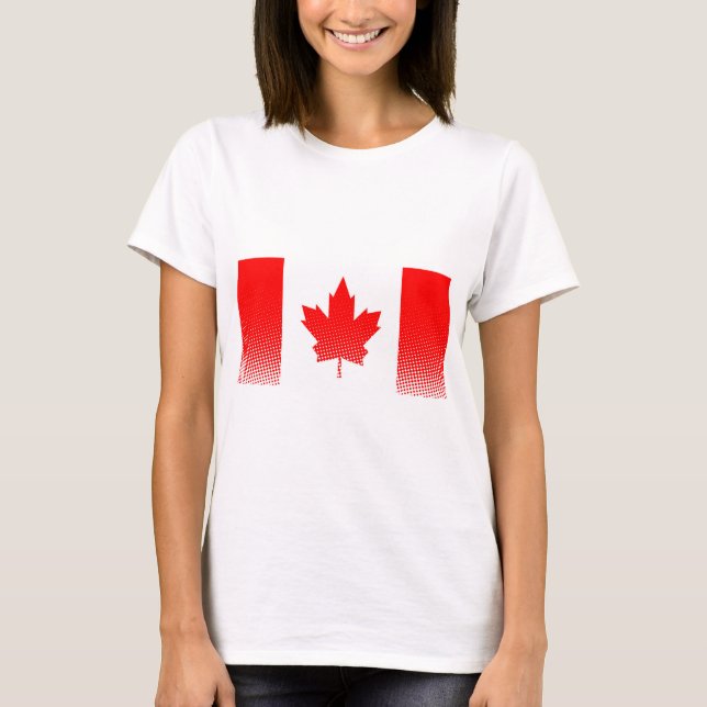 Camiseta Sinalizador Do Canadá Com Efeito De Meio-Tom (Frente)