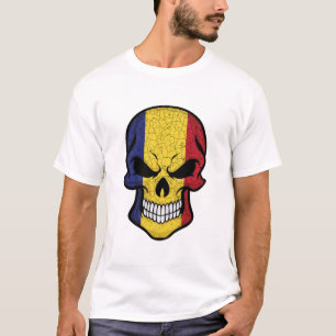 Camiseta Sinalizador do crânio romeno sorridente