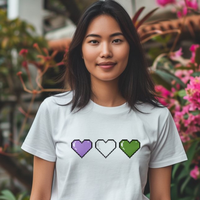 Camiseta Sinalizador do Genderqueer Sinalizador Pixel Heart (Criador carregado)