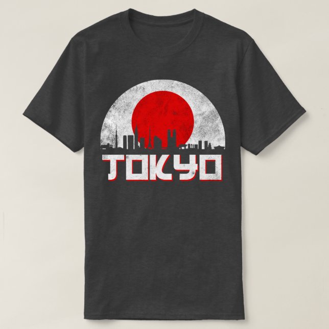 Camiseta Sinalizador do Japão no Skyline Tokyo (Frente do Design)
