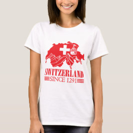 Camiseta Sinalizador do Mapa de suiças Desde Montanhas 1291