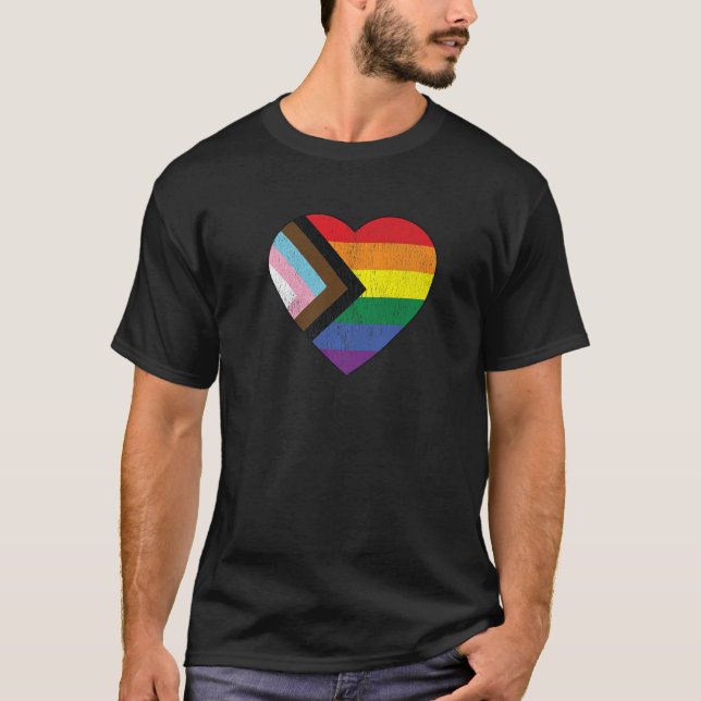 Camiseta Sinalizador do Orgulho de Progresso Arco Arco Arco (Frente)
