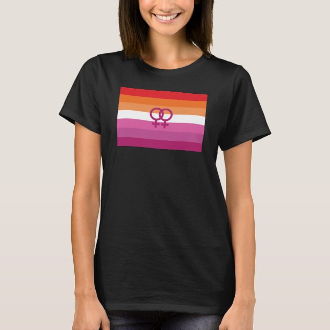 Camiseta Sinalizador do Orgulho Lésbico WLW (Sunset) (Frente)
