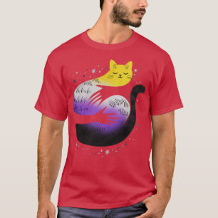 Camiseta Sinalizador do Orgulho LGBT de Hug de Cat Não-Biná