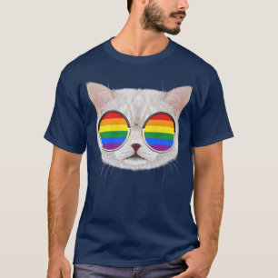 Camiseta Sinalizador do Orgulho LGBTQ Gato Orgulhoso LGBT A